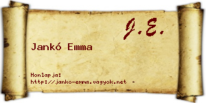Jankó Emma névjegykártya